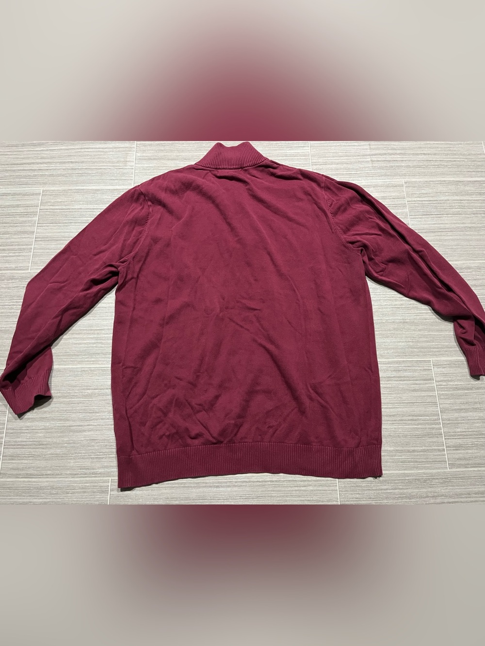 Burgundy Men's Half-Zip Sweater - 100% Cotton - XXL - Picture 3 of 12